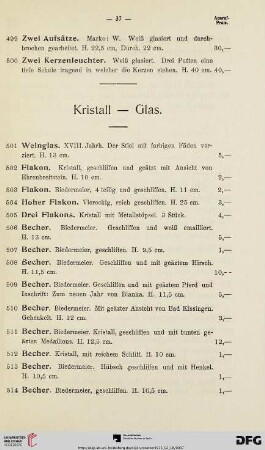 Kristall - Glas (Nr. 501-518)