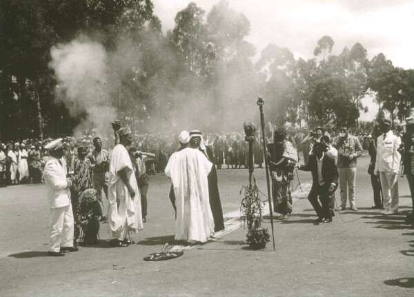 President Amadou Ahidjo on the official. Visit to the Sultan of Foumban 1960