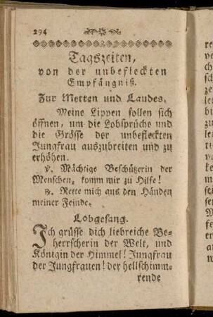 Tagzeiten von der unbefleckten Empfängniß.