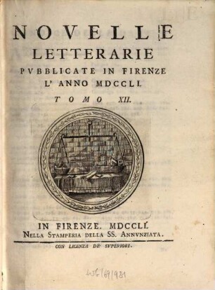 Novelle letterarie, pubblicate in Firenze. 12. 1751