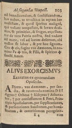 Alius Exorcismus Exaratus ex quorundam Opusculo.