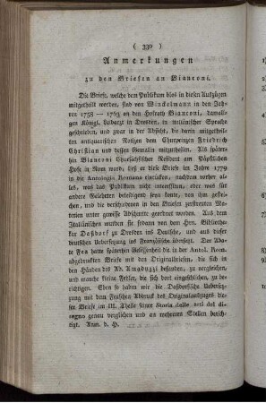 Anmerkungen zu den Briefen an Bianconi.