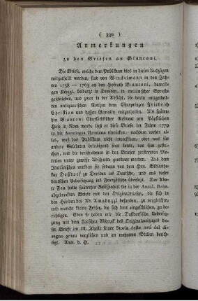 Anmerkungen zu den Briefen an Bianconi.