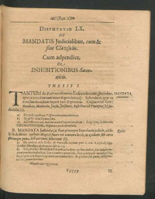 Disputatio LX. De Mandatis Iudicibalibis, cum & sine Clausulis.