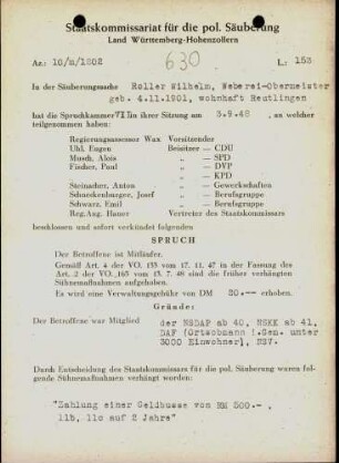 Roller, Wilhelm