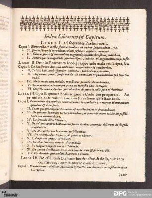 Index Librorum et Capitum.