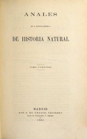 Anales de la Sociedad Española de Historia Natural, 11. 1882