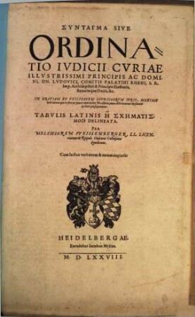 Syntagma sive Ordinatio Iudicii Curiae Ludovici comitis Palatini Rheni