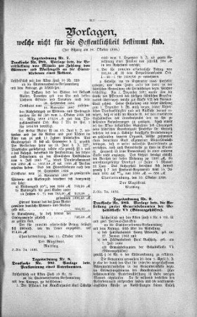 Vorlagen welche nicht für die Oeffentlichkeit bestimmt sind., 26. Oktober 1898