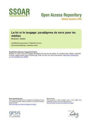 La foi et le langage: paradigmes de sens pour les médias