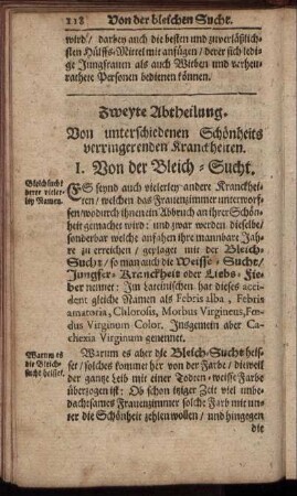 I. Von der Bleich-Sucht