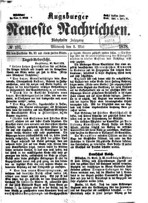 Augsburger neueste Nachrichten : Schwäbischer Kurier. 1878,5/6 = Jg. 17