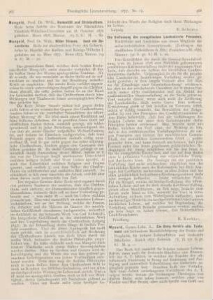 367-368 [Rezension] Mangold, Wilh., Humanität und Christenthum. Rede