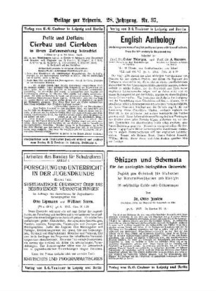 Beilage zur Lehrerin : 28.Jahrgang Nr.37