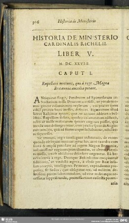 Historia De Ministerio Cardinalis Richelii. Liber V. M. DC. XXVIII