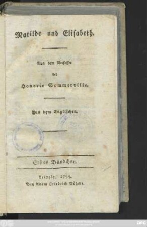 Bändchen 1: Matilde und Elisabeth