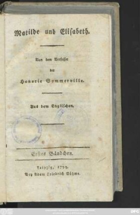 Bändchen 1: Matilde und Elisabeth