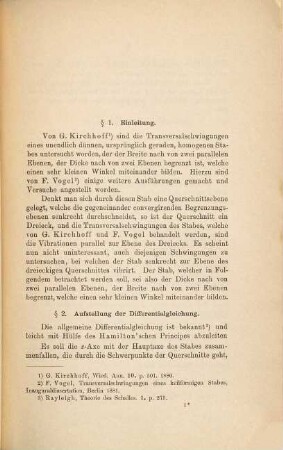 Mathematische Theorie der transversalen Vibrationen eines Stabes von veränderlichem Querschnitt
