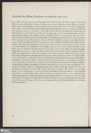 Friedrich der Weise, Kurfürst von Sachsen 1463-1525