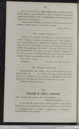 IX. Domande di lettere credenziali