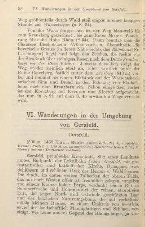 VI. Wanderungen in der Umgebung von Gersfeld.