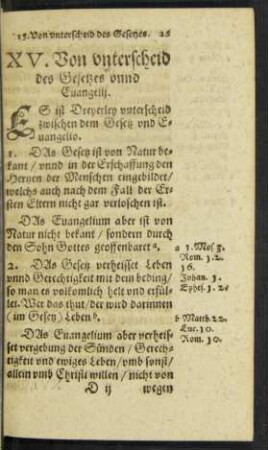 XV. Von unterscheid des Gesetzes unnd Evangelii.