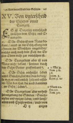 XV. Von unterscheid des Gesetzes unnd Evangelii.