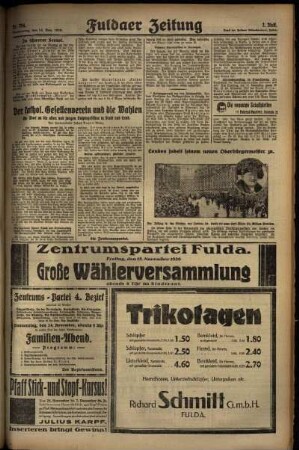 Dritte Ausgabe vom Donnerstag, den 14. November 1929.