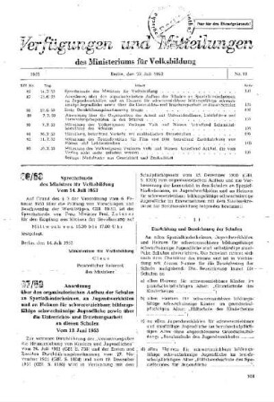 Sprechstunde des Ministers für Volksbildung : 86/53 vom 14. Juli 1953