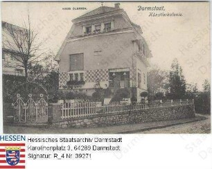 Darmstadt, Haus Olbrich in der Künstlerkolonie am Alexandraweg, Seitenansicht