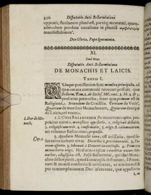 XI. Disputatio Anti-Bellarminiana De Monachis Et Laicis.