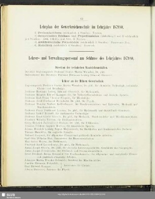 Lehrplan der Gewerbzeichenschule im Lehrjahre 1879/80