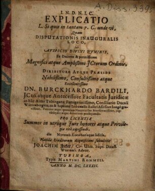 Explicatio L. Si quis in tantam 7. C. unde vi
