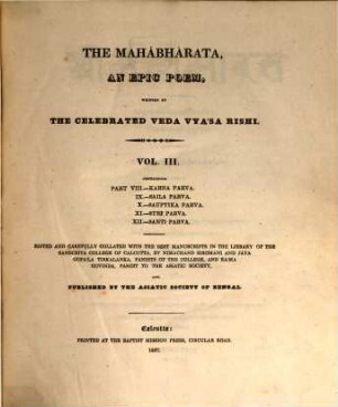 The Mahábhárata : an epic poem. 3