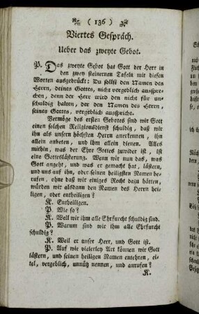 Viertes Gespräch. Ueber das zweyte Gebot.