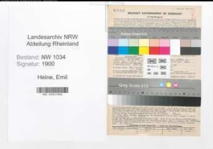 Entnazifizierung Emil Heine , geb. 29.10.1867 (Oberinspektor)