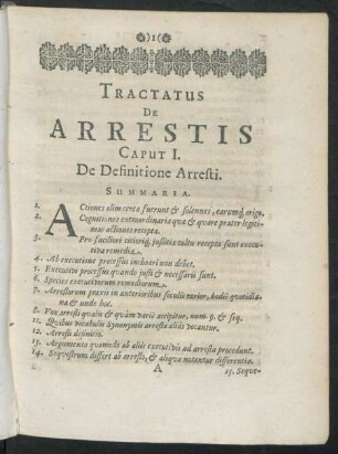 Caput I. De Definitione Arresti