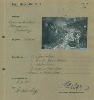Foto eigener und feindlicher Stellungen am Buchenkopf (Luftbild)