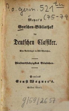 Genius Ernst Wagner's. 1