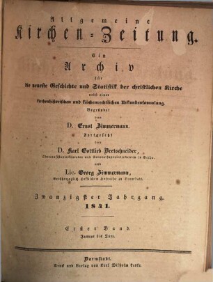 Allgemeine Kirchenzeitung. 20. 1841