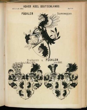 Taf. 72. Pückler Stammwappen. - Freiherrn v. Pückler.