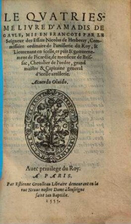 Le ... livre d'Amadis de Gaule, 4.