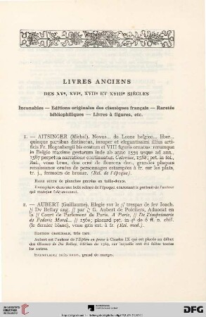 Livres anciens des XVe, XVIe, XVIIe et XVIIIe siècles (Nr. 1-126)