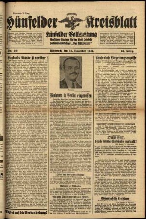 Ausgabe vom Mittwoch, den 13. November 1940.