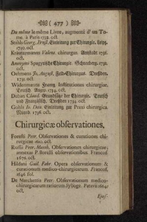 Chirugicæ observationes.