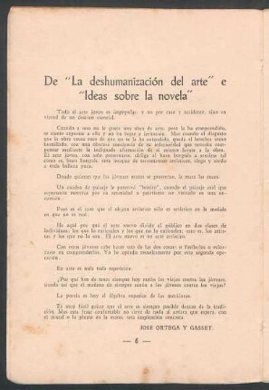 De "La deshumanización del arte" e "Ideas sobre la novela"