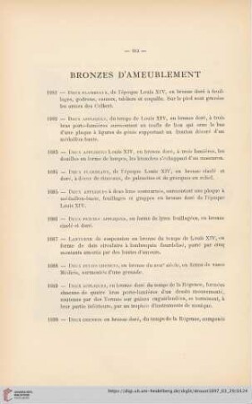 Bronzes d'Ameublement (Nr. 1081 - 1135)