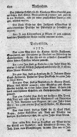 Todesfälle.