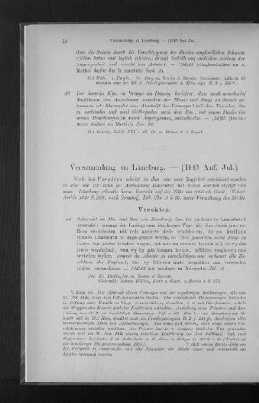 Versammlung zu Lüneburg. - (1443 Anf. Jul.).