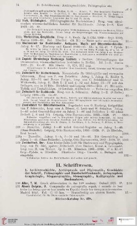 II. Schriftwesen (Nr. 230 - 566)